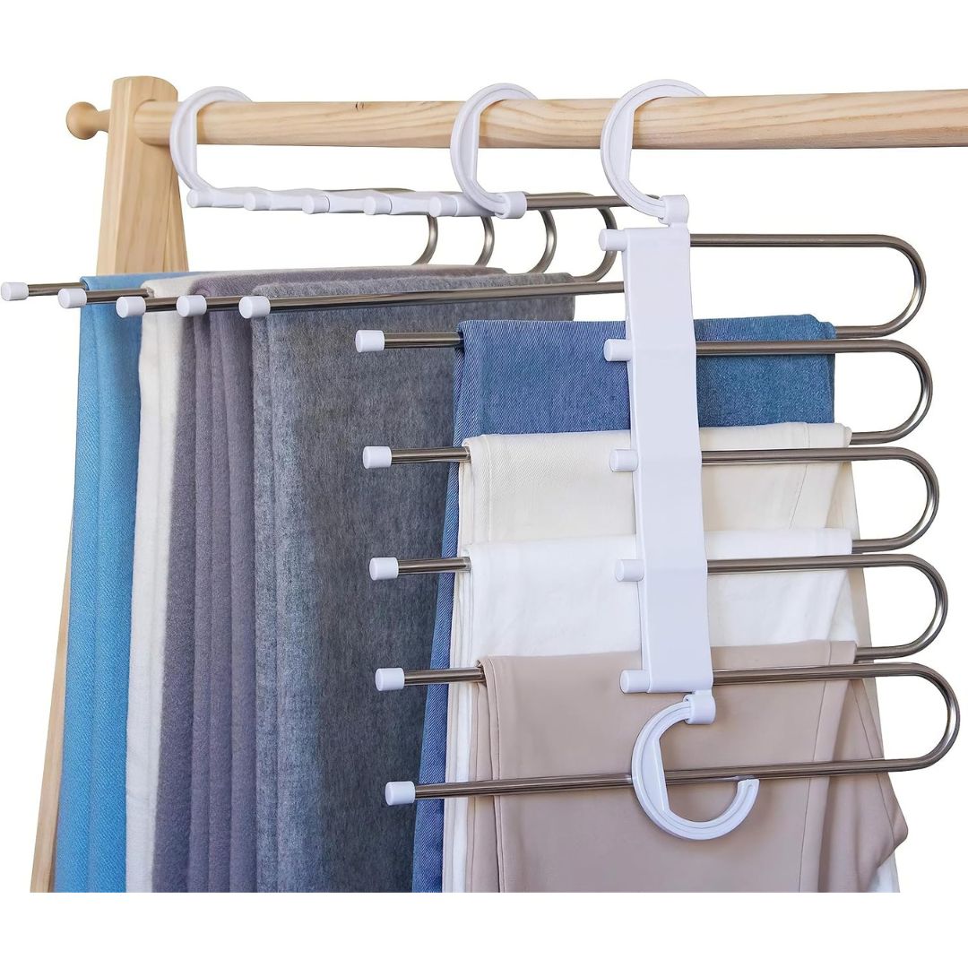 5 in 1 Foldable Multi-Purpose Steel Hanger For Wardrobe Clothes Organizer