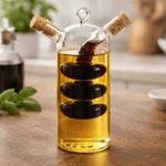 2 in 1 Transparent Dual Glass Olive Oil and Vinegar Dispenser