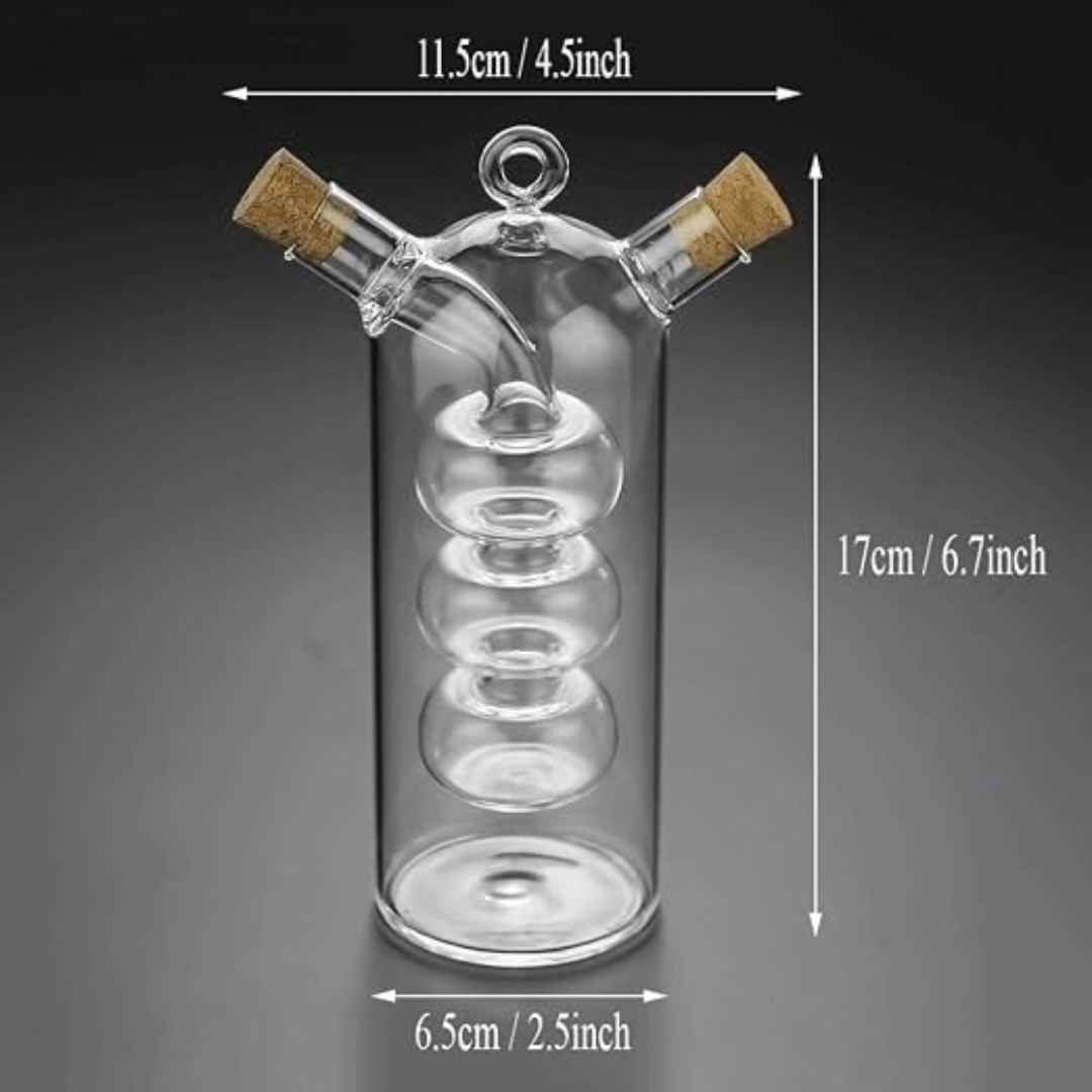 2 in 1 Transparent Dual Glass Olive Oil and Vinegar Dispenser