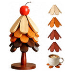 Wooden Trivets Set of 5 With Stand For Hot Dishes