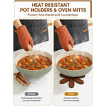 Wooden Trivets Set of 5 With Stand For Hot Dishes