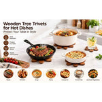 Wooden Trivets Set of 5 With Stand For Hot Dishes