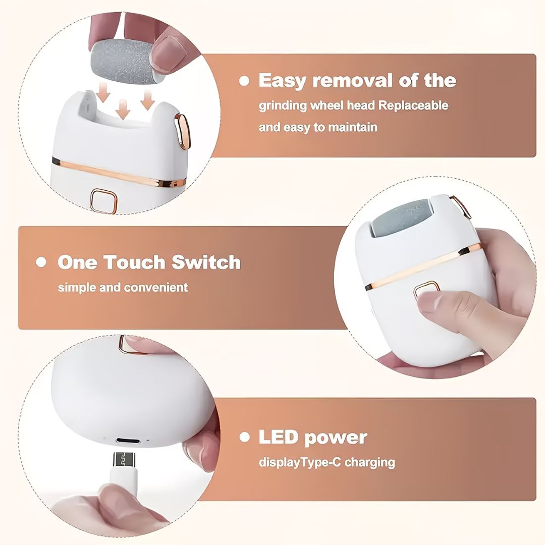 USB Powered Electric Foot Scrubber With 1 Replacement And 2 Speed Settings