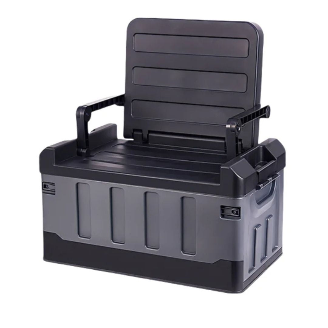 Foldable Outdoors Storage Box With Seat Back For Chair