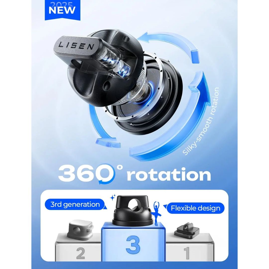 Lisen 6-Pack 360°Rotating Magnetic Cord Holder No-Residue Strong Adhesive Cable Organizer