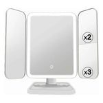 LED Vanity Makeup Mirror 3 Folds With Magnification Touch Screen Control & 180 Degree Adjustable