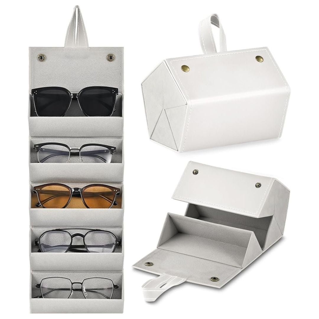 5-Slot Glasses Foldable Case Organizer For Travel & Daily Use