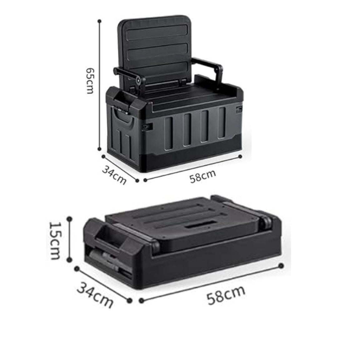 Foldable Outdoors Storage Box With Seat Back For Chair