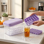 Ice Cube Maker Press Release Tray 32 Cavities With Scoop & Lid