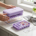 Ice Cube Maker Press Release Tray 32 Cavities With Scoop & Lid