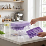Ice Cube Maker Press Release Tray 32 Cavities With Scoop & Lid