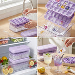 Ice Cube Maker Press Release Tray 32 Cavities With Scoop & Lid