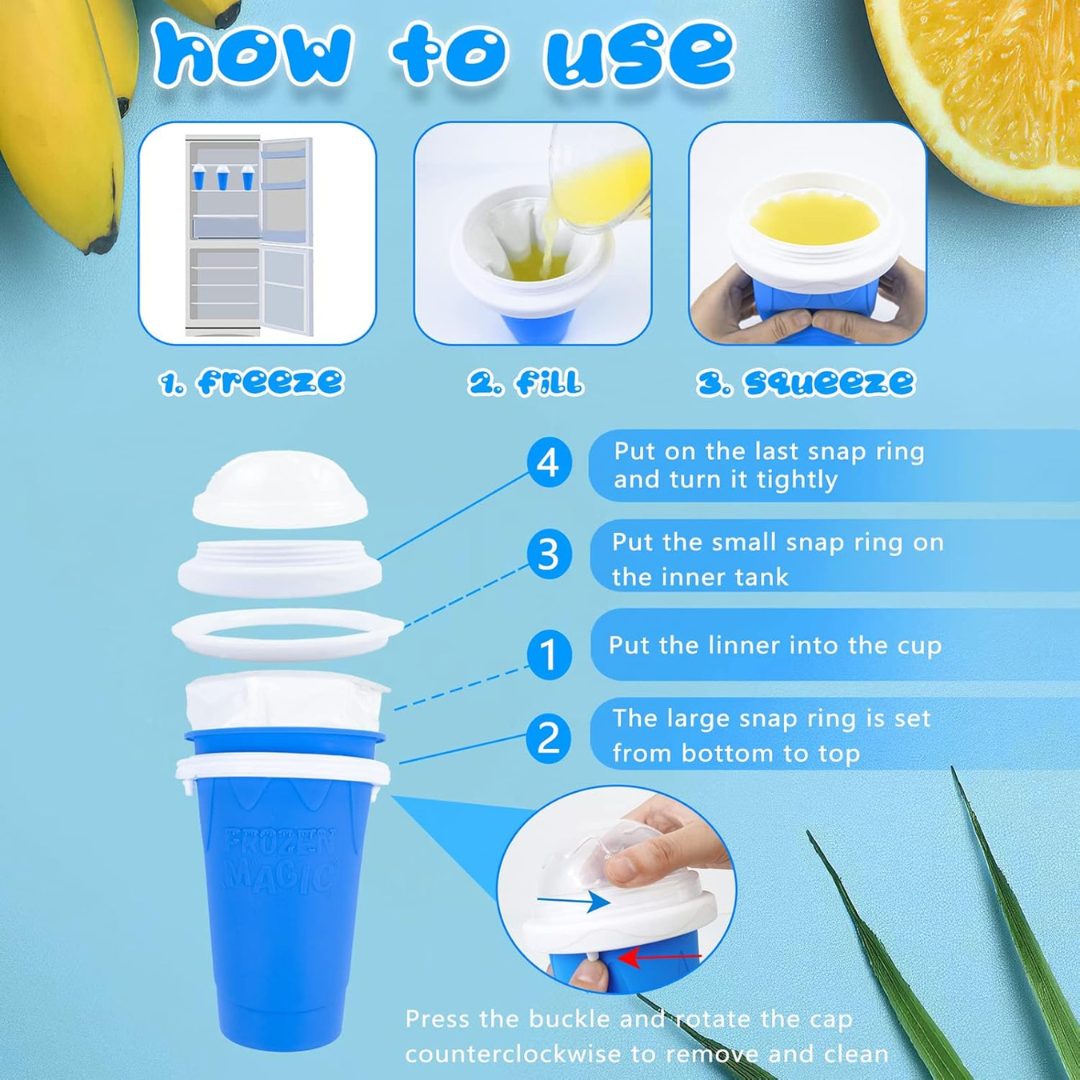 Frozen Magic Slushy Maker Cup With Lid & Straw For All Ages