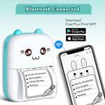 Mini Smart Inkless Thermal Printer Portable Bluetooth Wireless With 1 Roll Paper