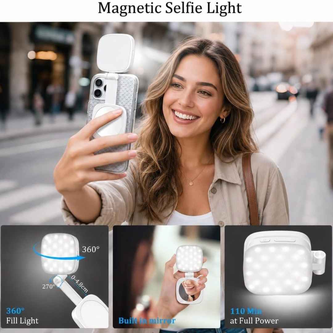 Magnetic Fill Light Foldable MagSafe LED With Mirror 360° Rotating