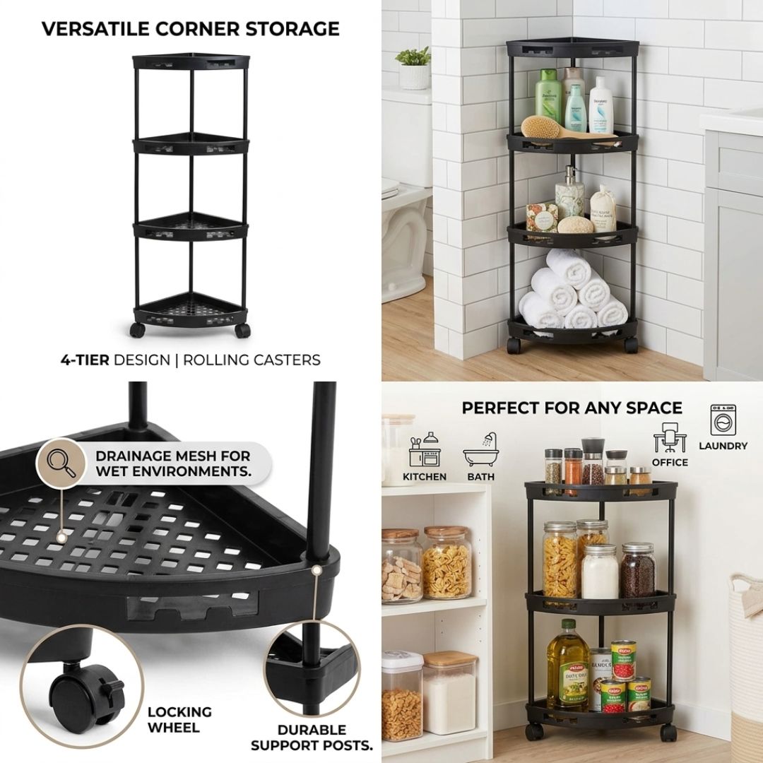 Multifunctional 4-Tier Hard Plastic Corner Organizer