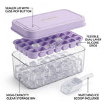 Ice Cube Maker Press Release Tray 32 Cavities With Scoop & Lid