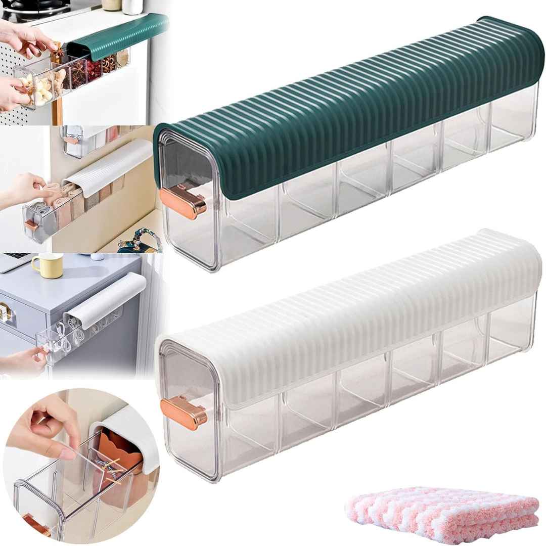2-Pack Clear Wall Mounted Organizer 6 Cell Drawer