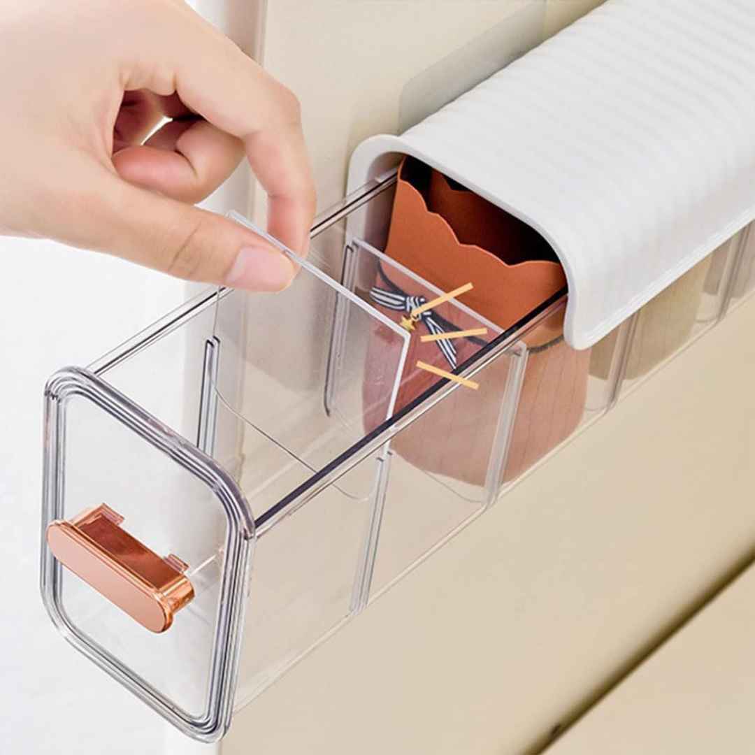 2-Pack Clear Wall Mounted Organizer 6 Cell Drawer