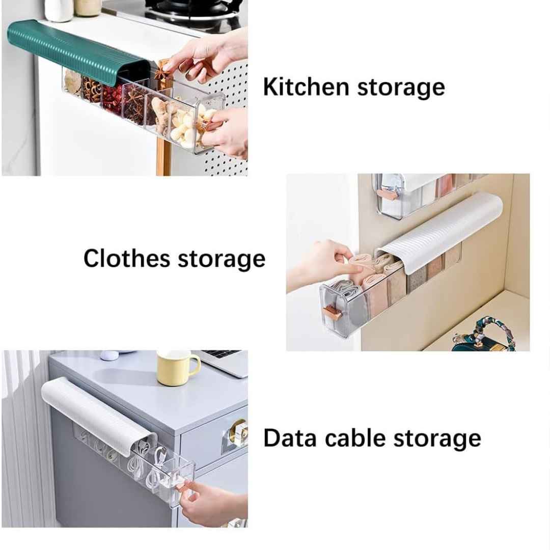 2-Pack Clear Wall Mounted Organizer 6 Cell Drawer