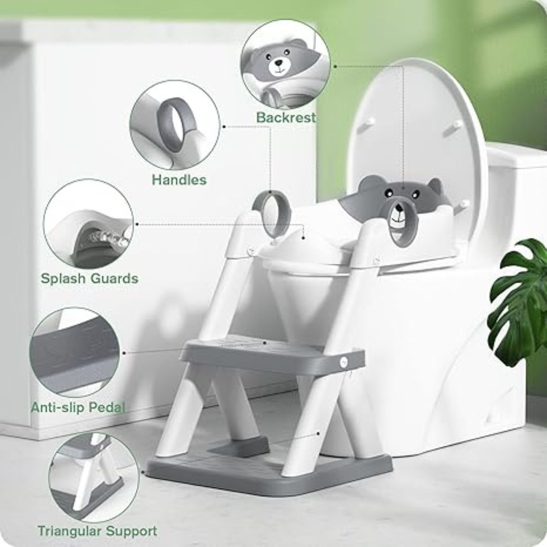 2-in-1 Kids Upgraded Toilet Potty Training Seat With Anti-Slip Pads Ladder