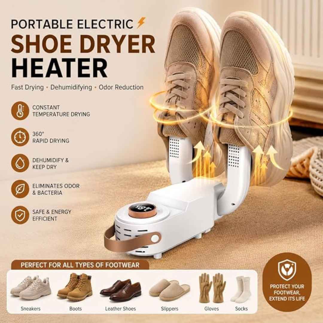 Portable Electric Shoe Dryer With Dehumidifying & Odor Reduction