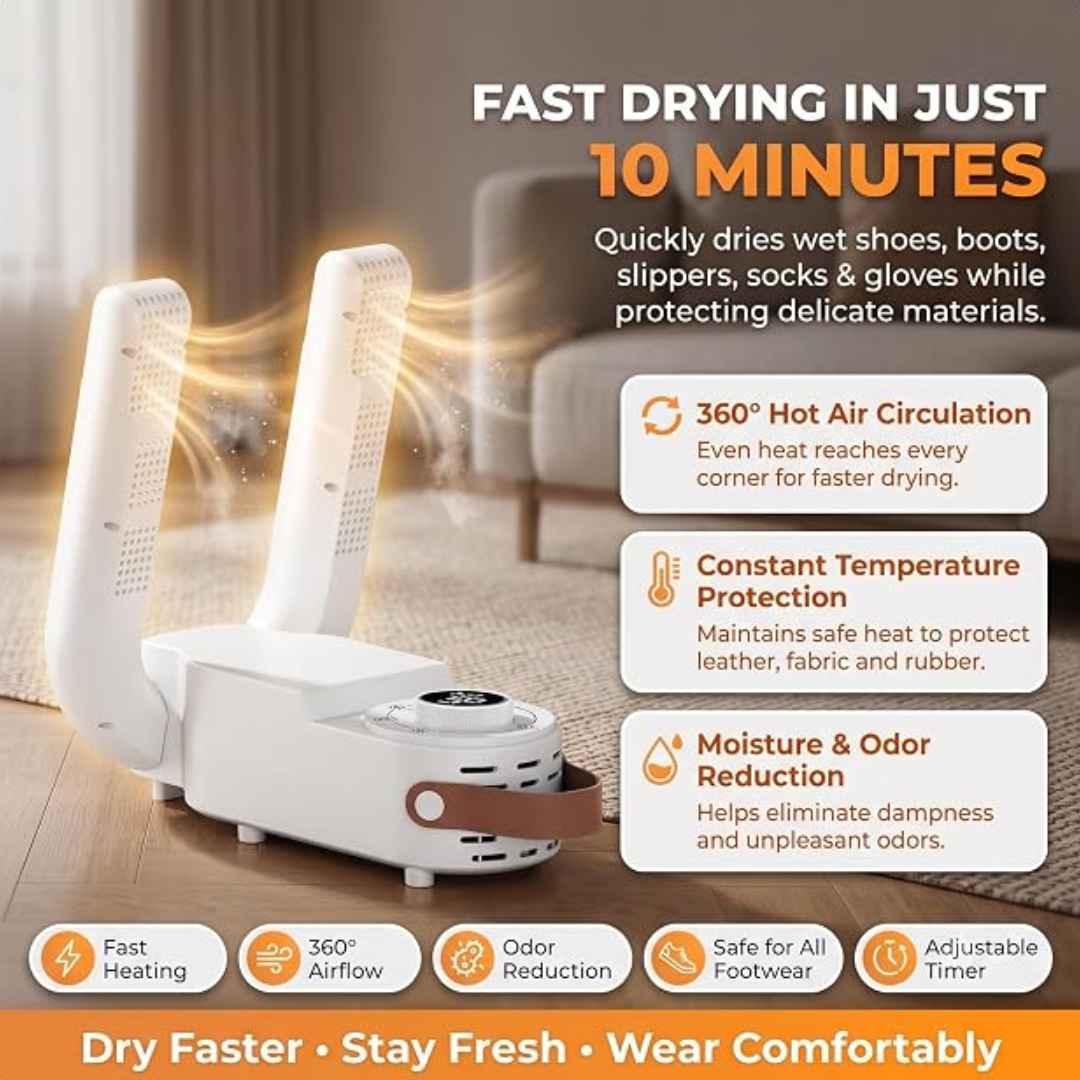 Portable Electric Shoe Dryer With Dehumidifying & Odor Reduction