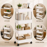 Multipurpose White Storage Organizer Slim Rack Shelf With Wheels