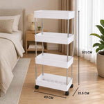 Multipurpose White Storage Organizer Slim Rack Shelf With Wheels
