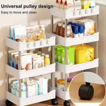 Multipurpose White Storage Organizer Slim Rack Shelf With Wheels