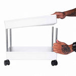 Multipurpose White Storage Organizer Slim Rack Shelf With Wheels
