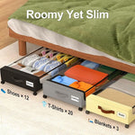2-Pack 48L Under Bed Storage Fabric Containers With Metal Frame Transparent Lid & Wheels