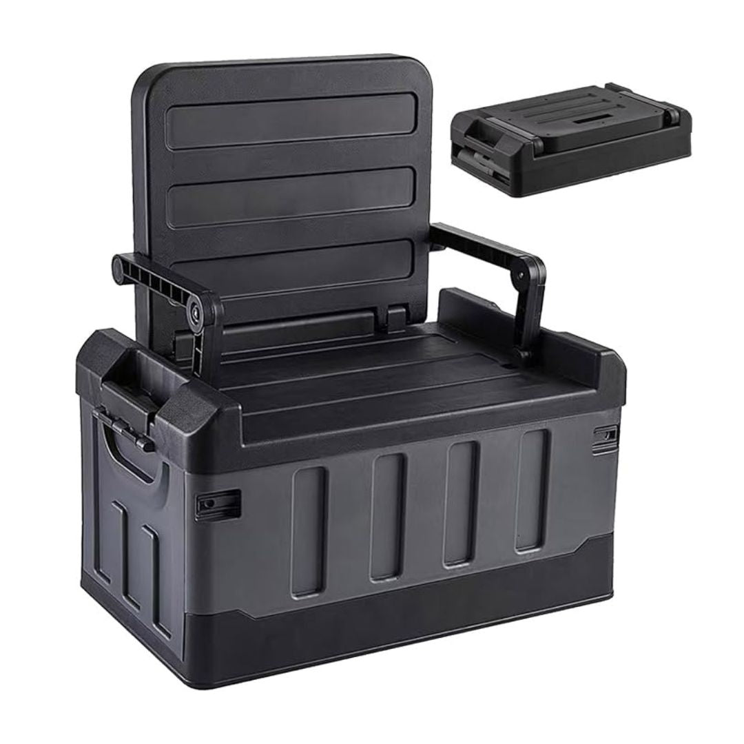 Foldable Outdoors Storage Box With Seat Back For Chair
