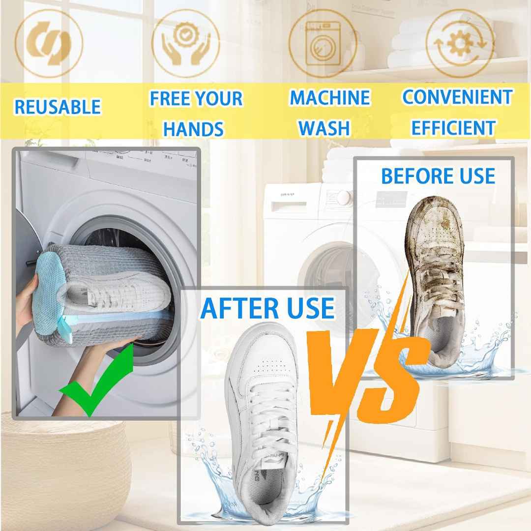 Reusable Shoe Washing Machine Laundry Bag For Washer & Dryer With Self-locking Zipper