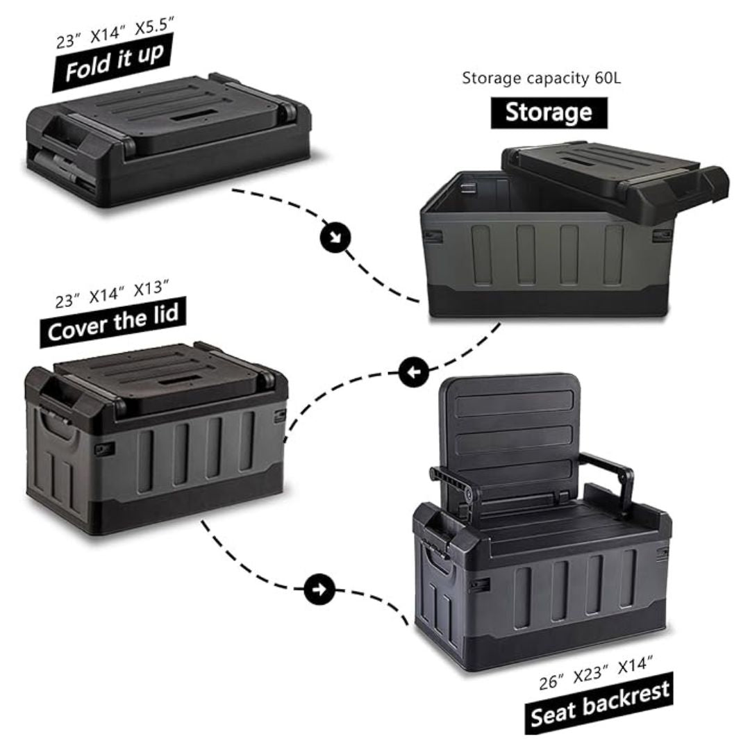 Foldable Outdoors Storage Box With Seat Back For Chair