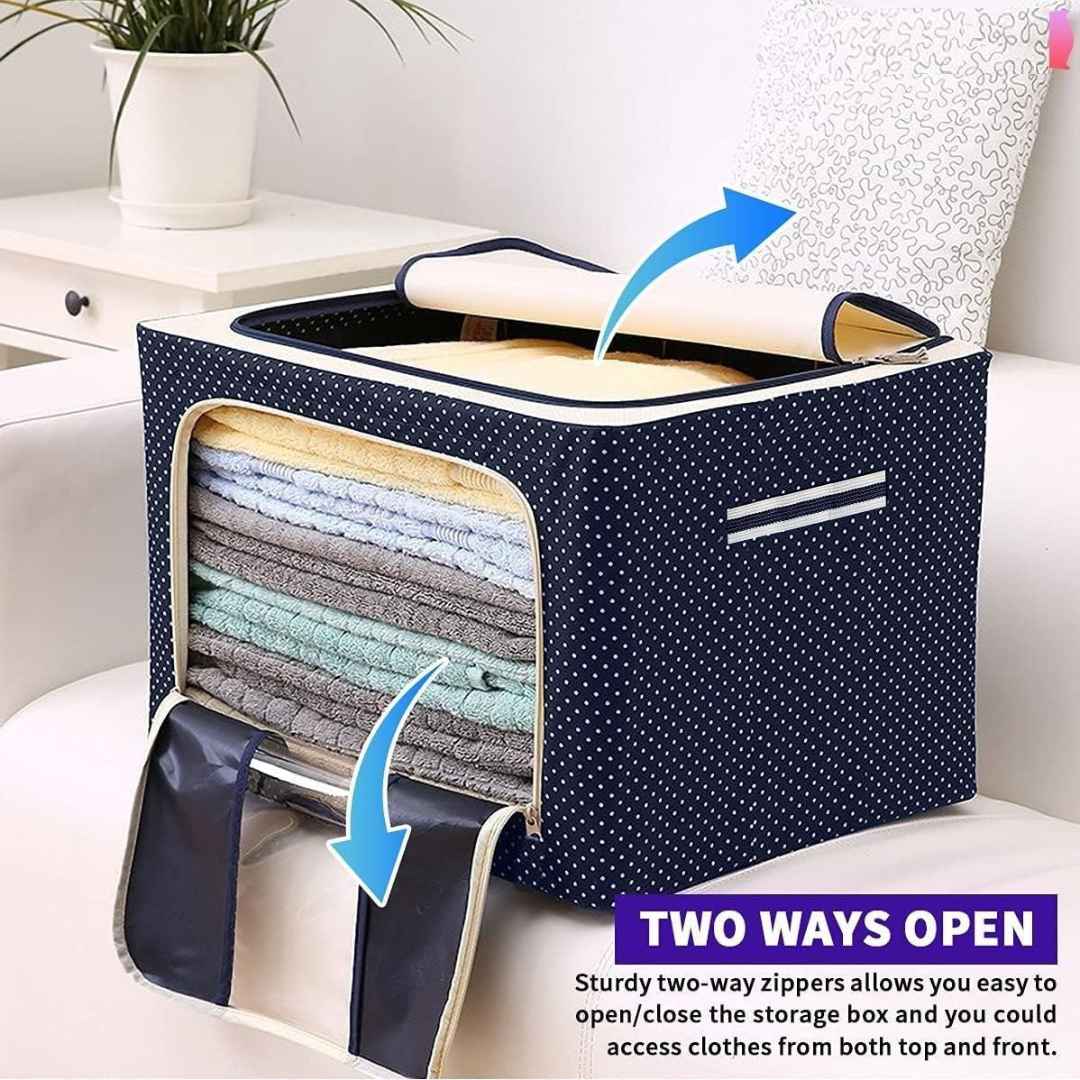 66 Liter Foldable Fabric Storage Bag With Steel Frames