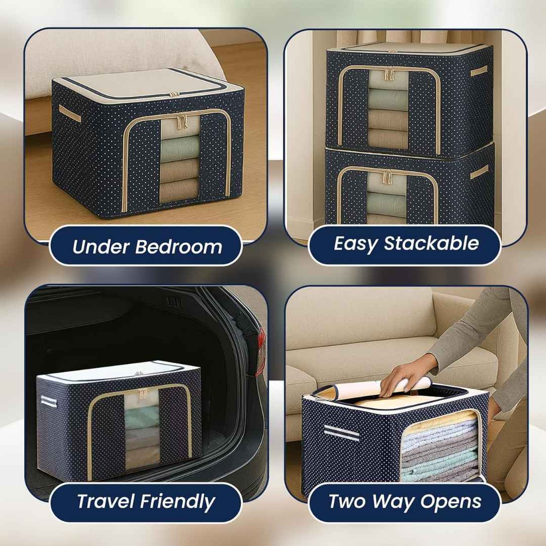 66 Liter Foldable Fabric Storage Bag With Steel Frames