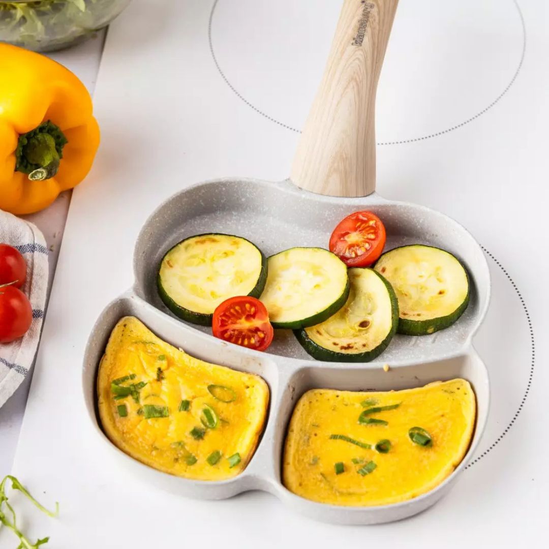 Small 3-Section Non-Stick Marble Coating Frying Pan