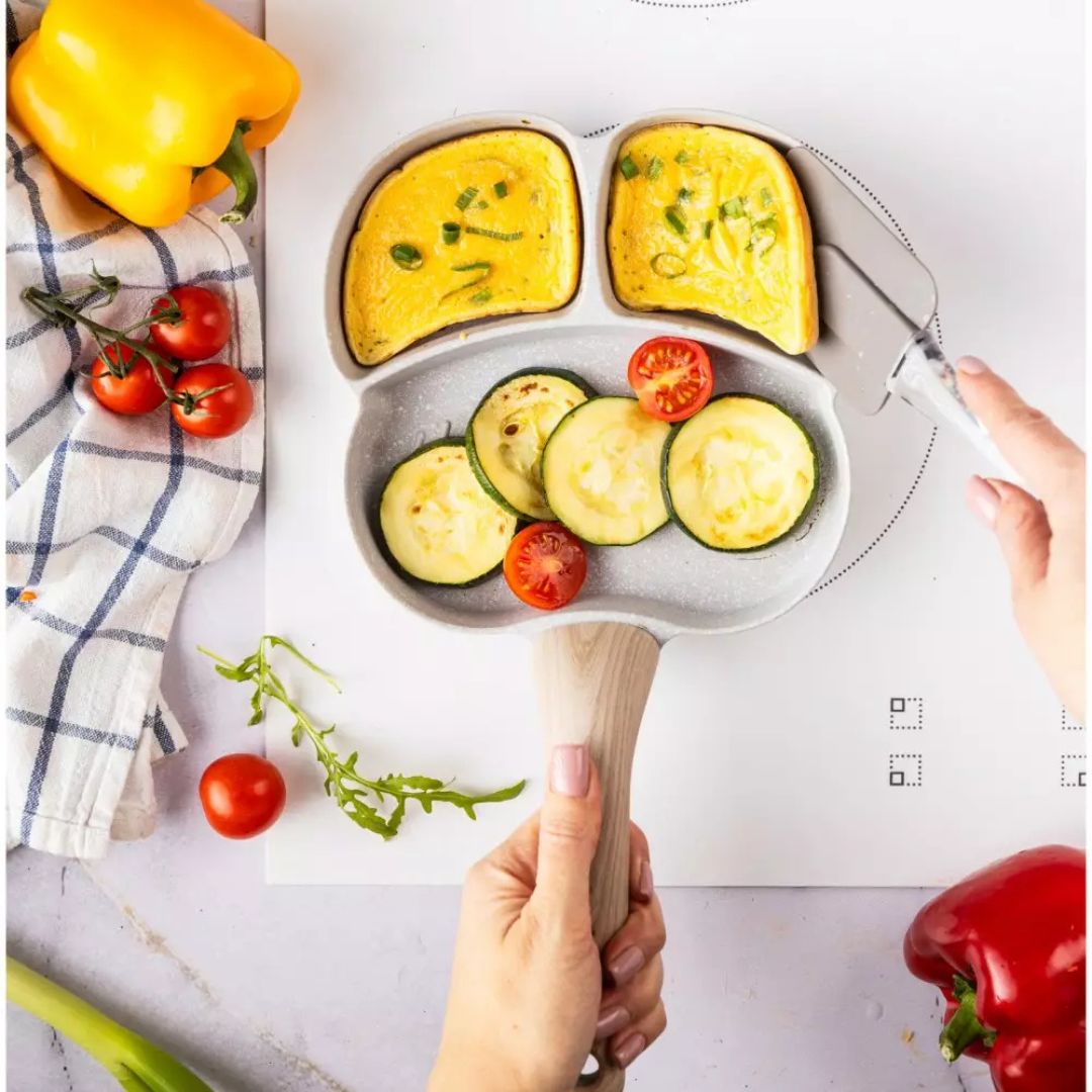 Small 3-Section Non-Stick Marble Coating Frying Pan
