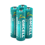 GMCELL Pack of 4 AA Rechargeable Lithium Batteries 1.5V 3000mWh 1000Cycles