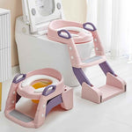 3 IN 1 Foldable Ladder Potty Seat For Kids Adjustable Height Grip Handle & Cushion Seat For Ages 1 to 8 Years