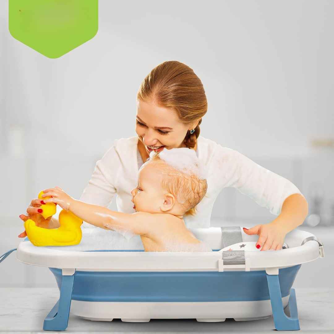 Bathtub For Babies With Anti-Skid Base Support Cushion & Drainer For Ages 0 to 3 years