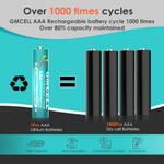 GMCELL Pack of 4 AAA Rechargeable Lithium Batteries 1.5V 1300mWh 1000Cycles
