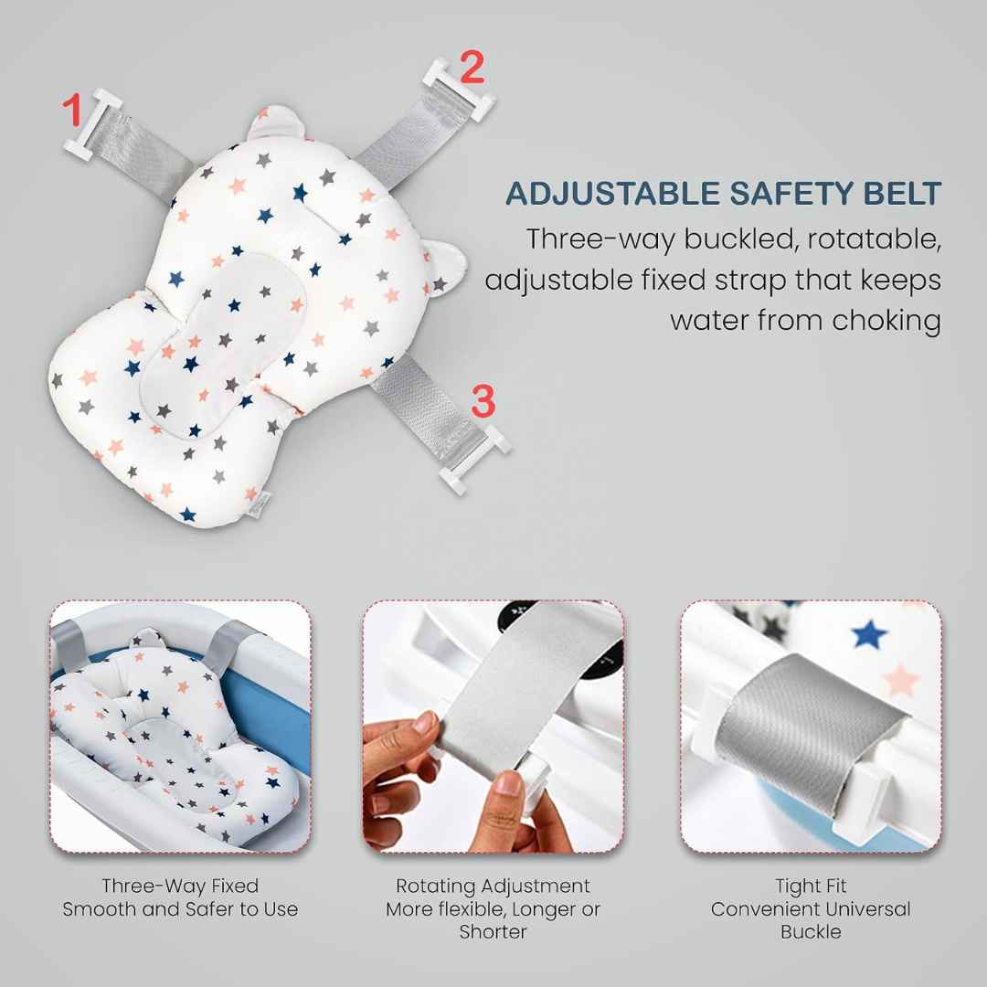 Bathtub For Babies With Anti-Skid Base Support Cushion & Drainer For Ages 0 to 3 years
