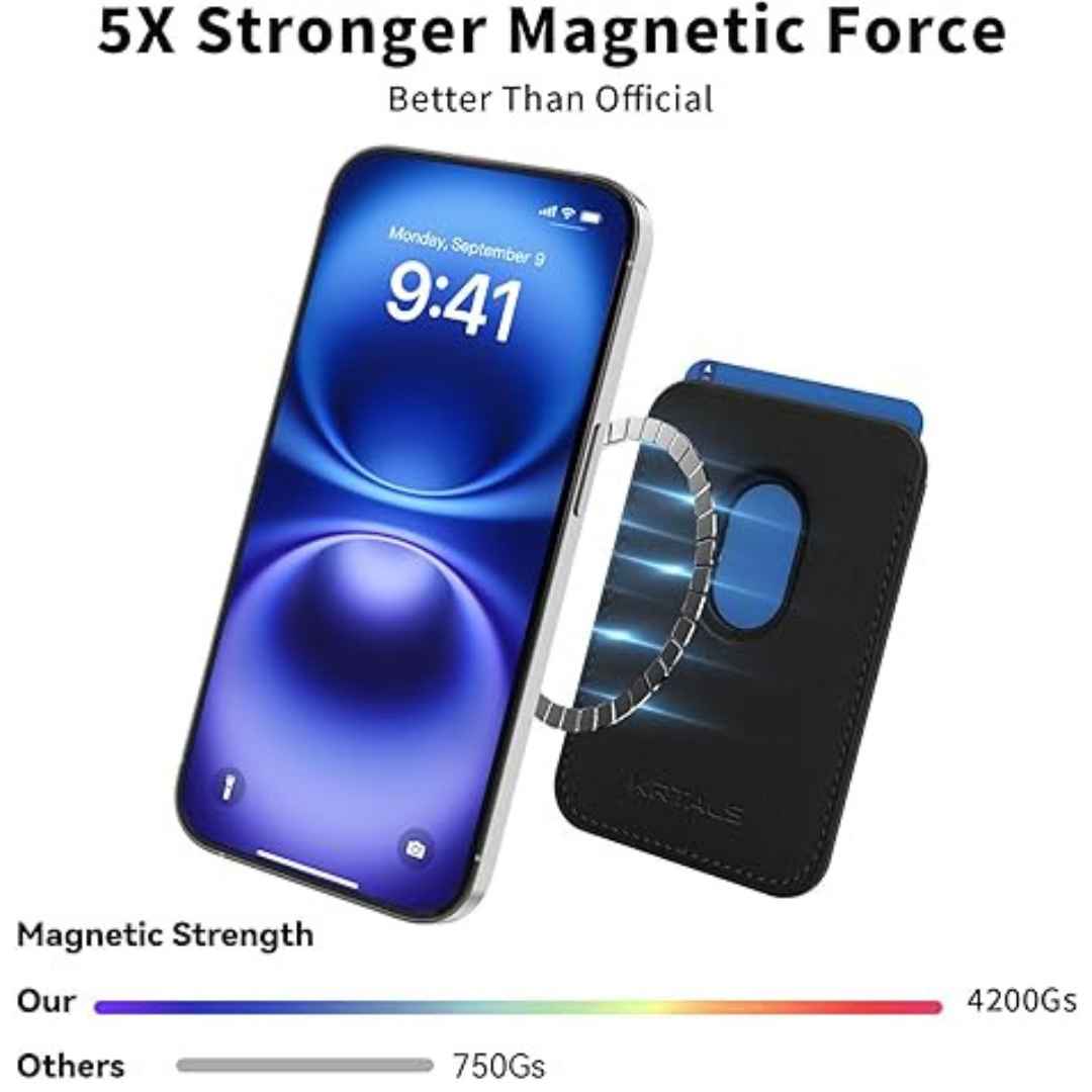 Mag-Safe Strong Magnetic RFID Leather Card Holder For All Phones