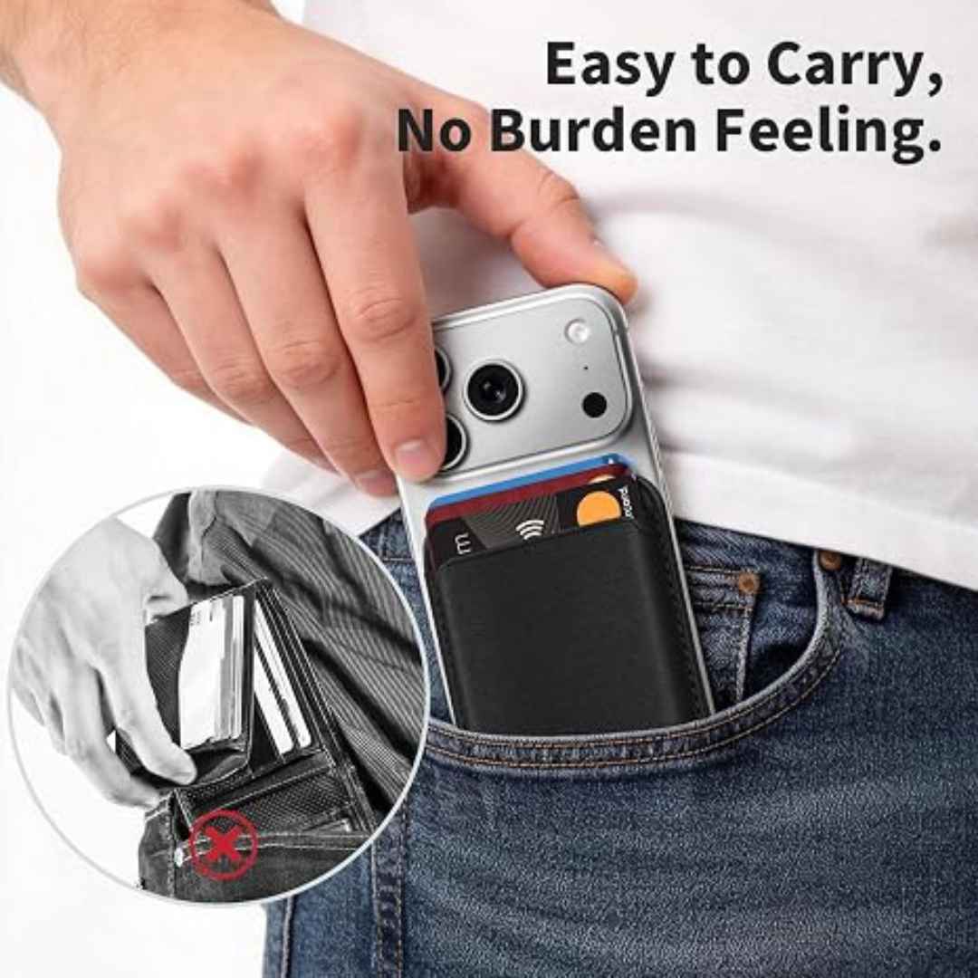 Mag-Safe Strong Magnetic RFID Leather Card Holder For All Phones