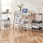 3-Tier Utility Cart - Wooden Tabletop & Lockable Wheels