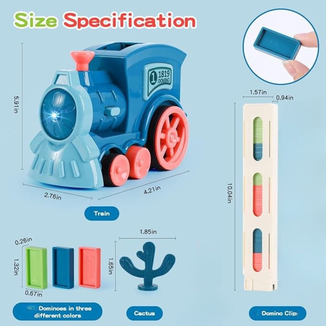 Automatic Battery-Powered Domino Train Toy 60 Pcs For Kids 4-8