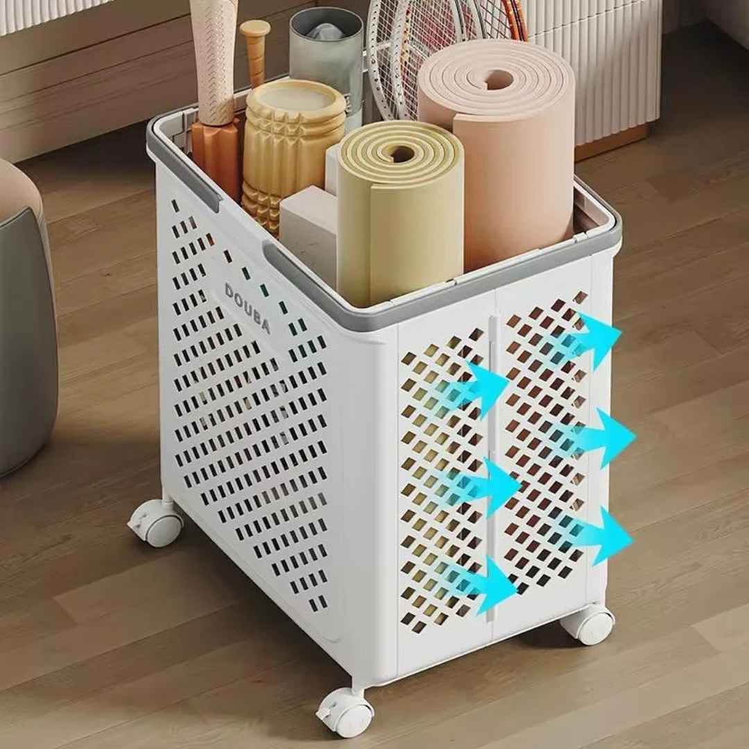 Small Rolling Basket With Handles & Wheels