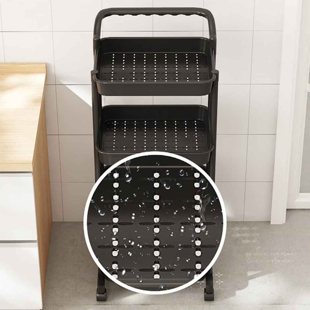 3-Tier Mobile Storage Cart Hard Plastic & Steel With Wheels